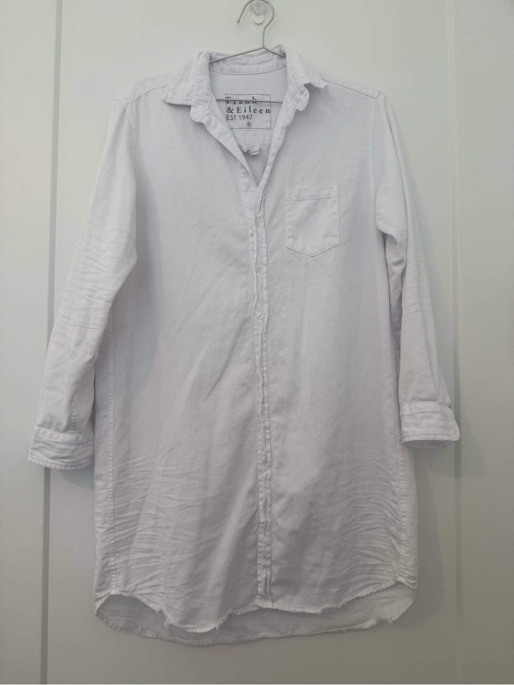 Frank & Eileen White Button-Front Long Shirt Dress